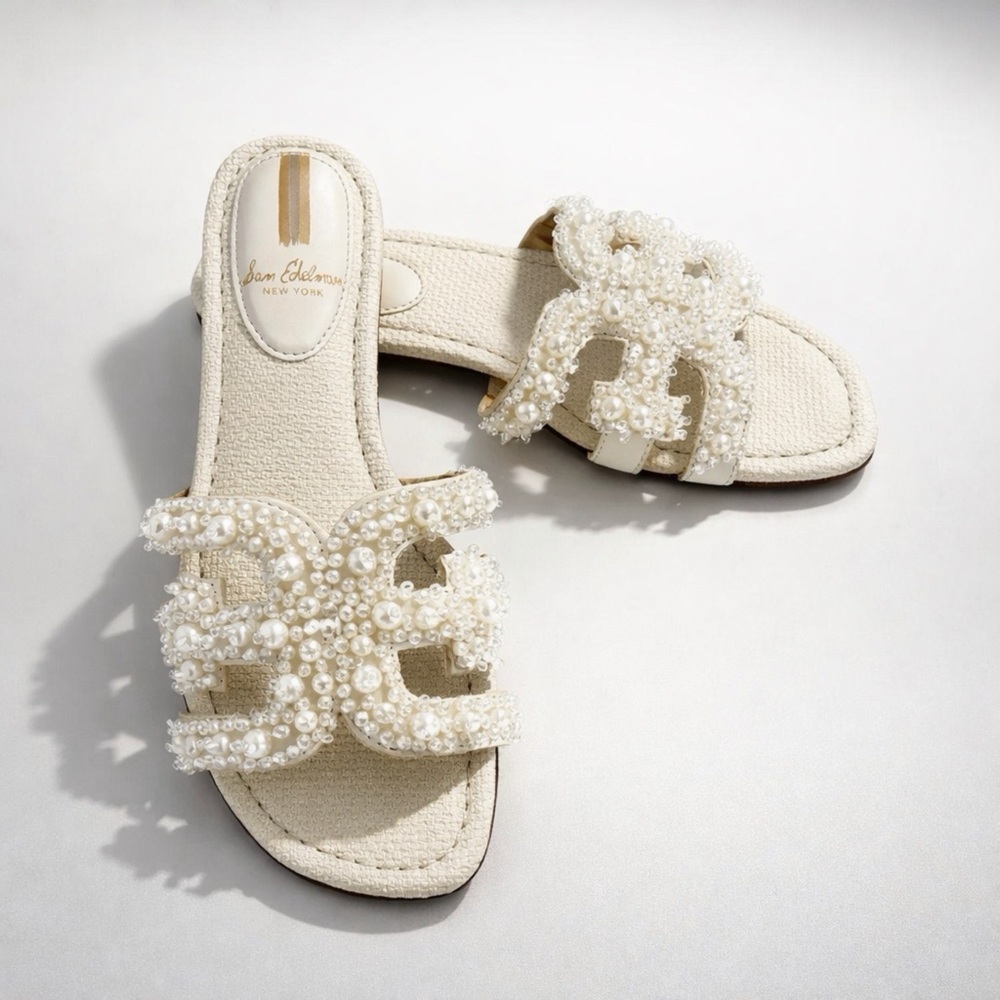 Host Pick! ✨🎊 💖  Edelman Women's Ivory Pearl Slide Sandals